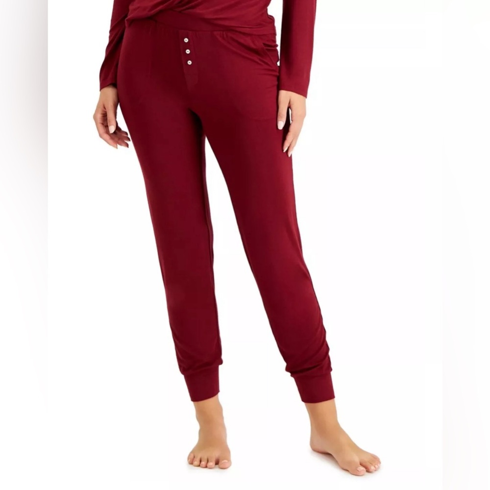 ALFANI Essentials Ultra-Soft Knit Jogger Pajama Pants Red Stone Sz Small - Picture 1 of 9